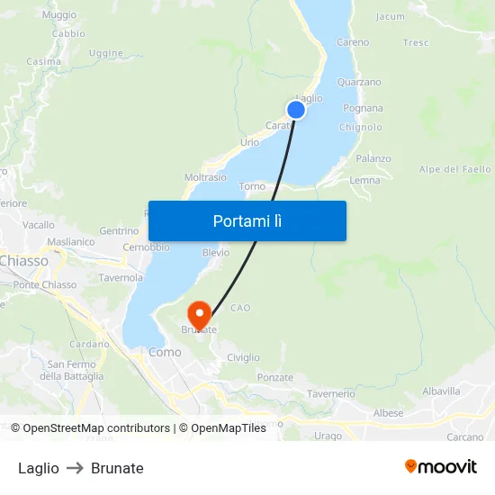 Laglio to Brunate map