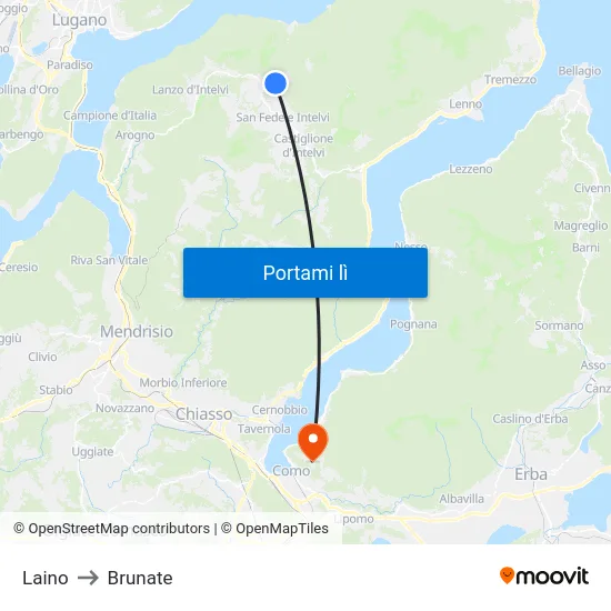 Laino to Brunate map