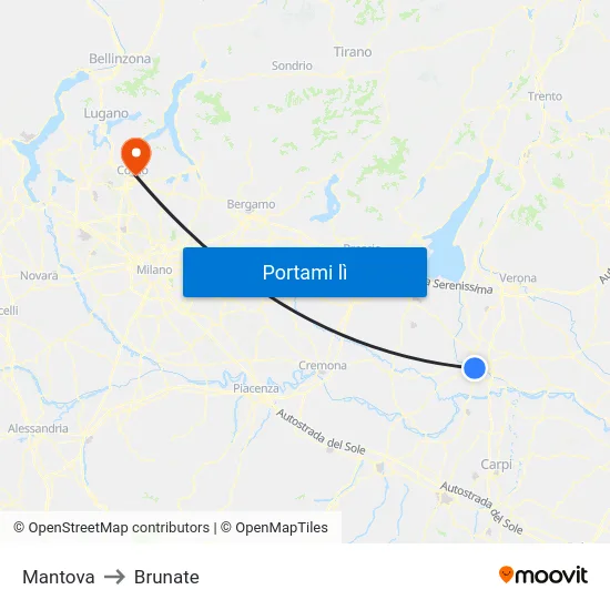 Mantova to Brunate map