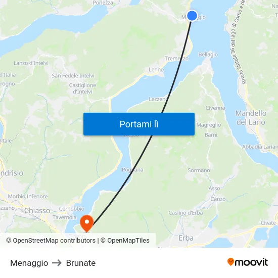 Menaggio to Brunate map