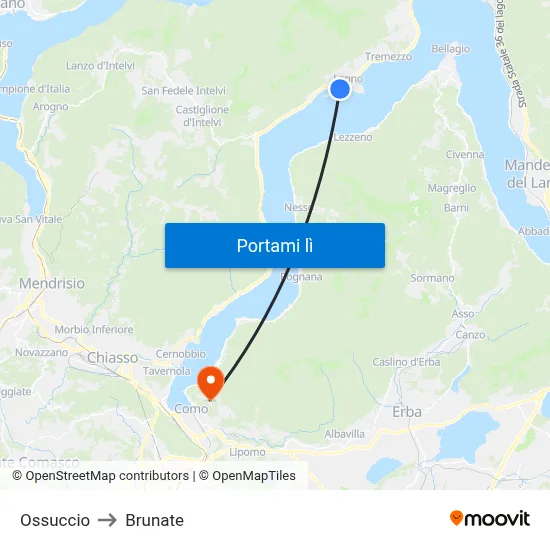 Ossuccio to Brunate map