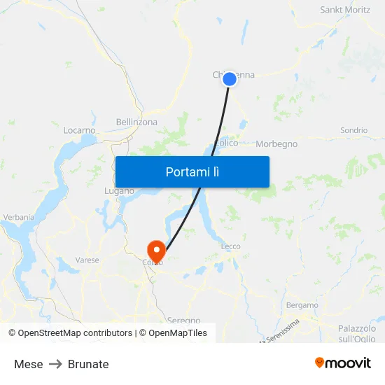 Mese to Brunate map