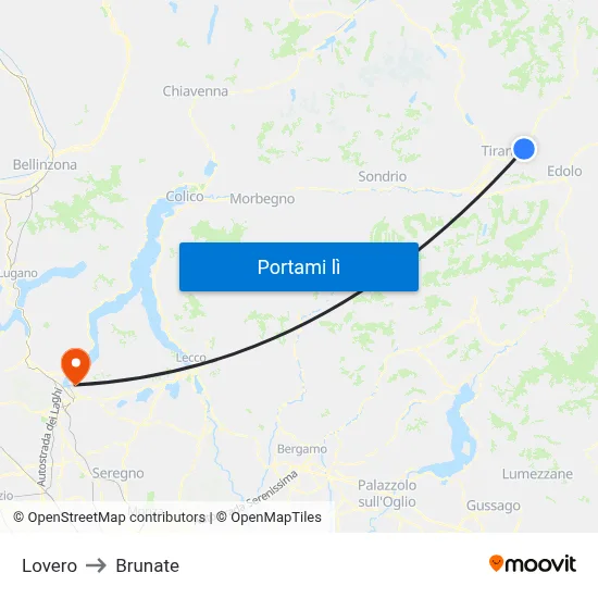 Lovero to Brunate map