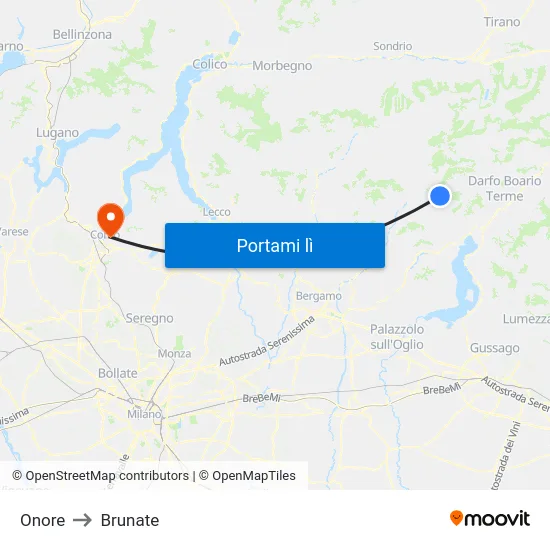 Onore to Brunate map