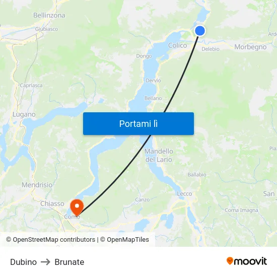 Dubino to Brunate map