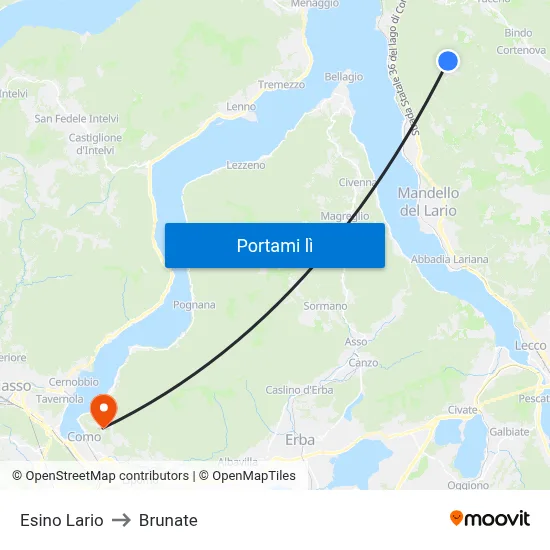 Esino Lario to Brunate map