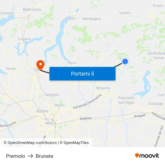 Premolo to Brunate map