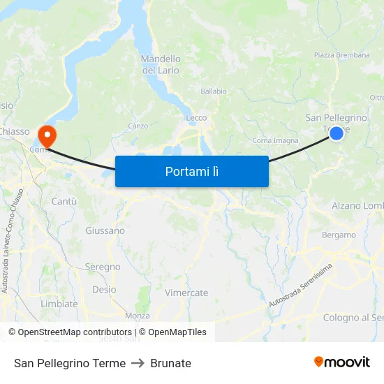 San Pellegrino Terme to Brunate map