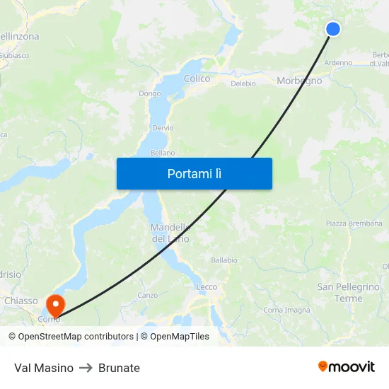 Val Masino to Brunate map