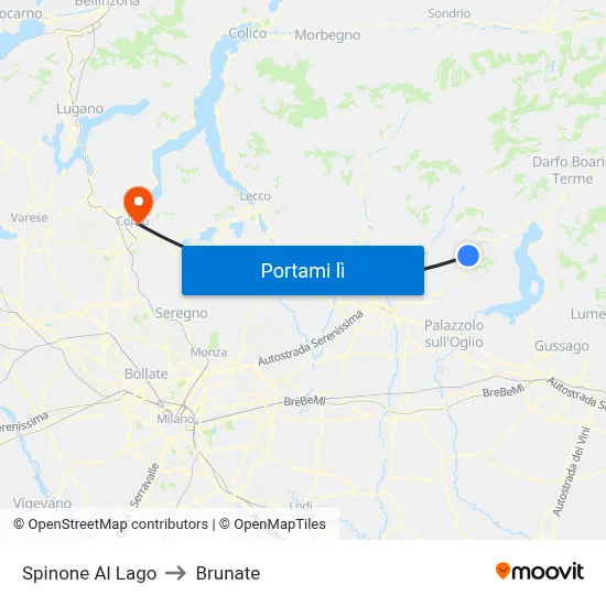 Spinone Al Lago to Brunate map