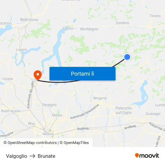 Valgoglio to Brunate map