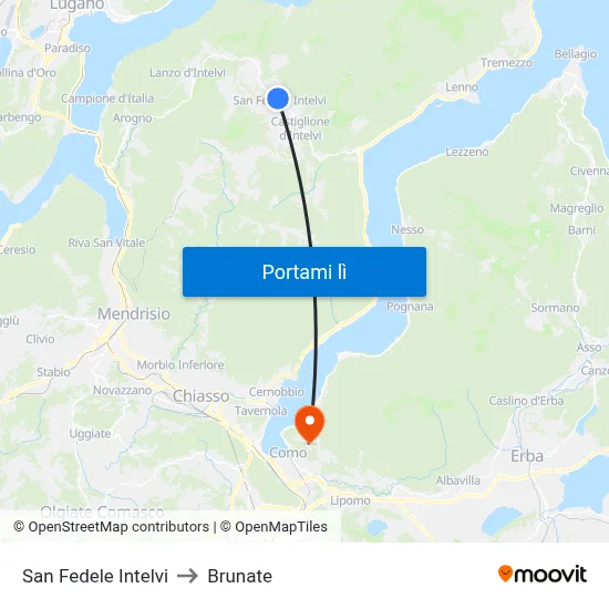 San Fedele Intelvi to Brunate map