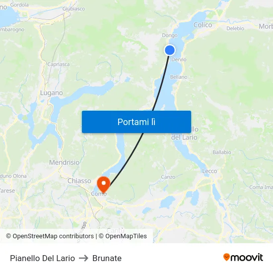 Pianello Del Lario to Brunate map