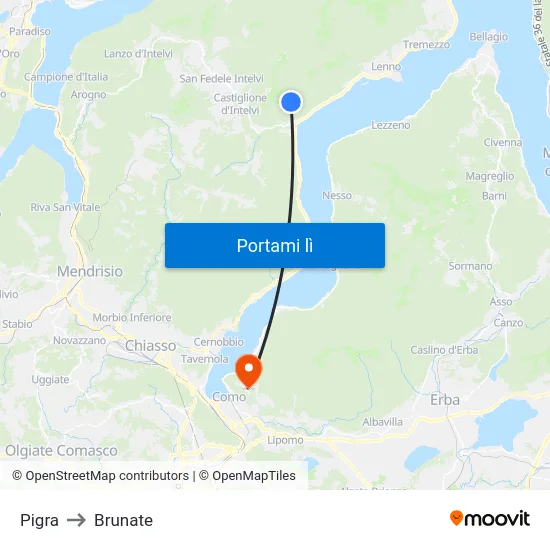 Pigra to Brunate map