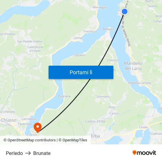 Perledo to Brunate map