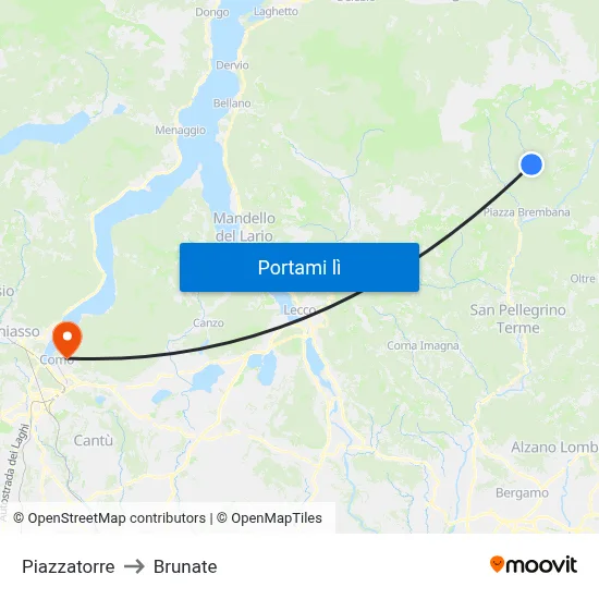 Piazzatorre to Brunate map