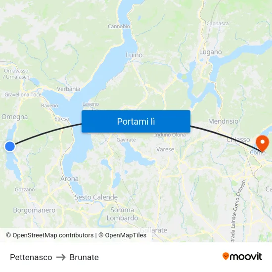Pettenasco to Brunate map