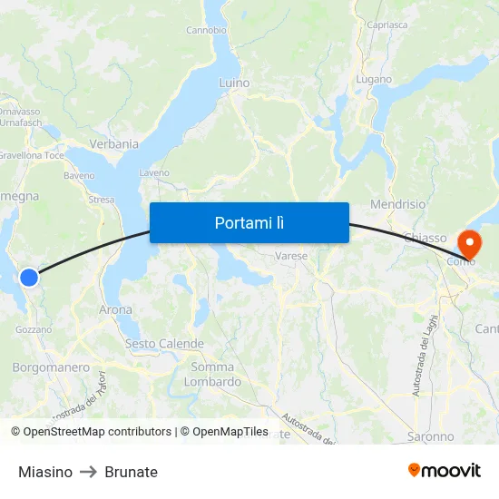 Miasino to Brunate map