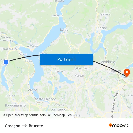 Omegna to Brunate map