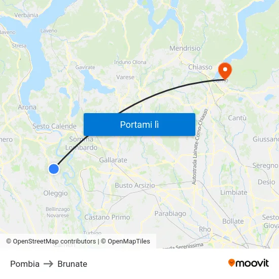 Pombia to Brunate map