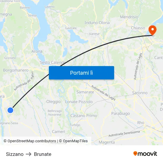 Sizzano to Brunate map