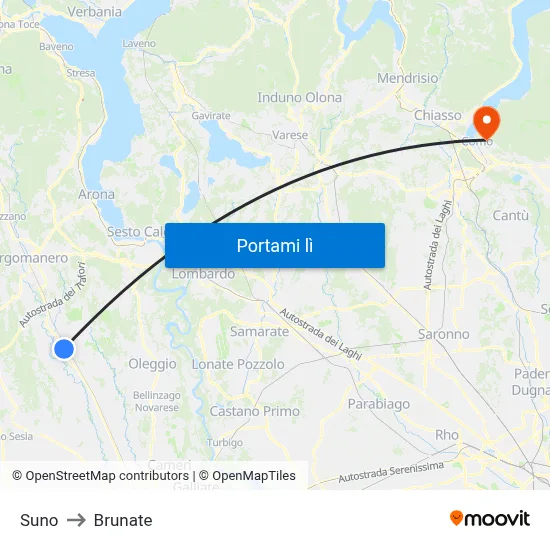 Suno to Brunate map