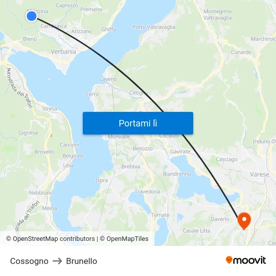 Cossogno to Brunello map