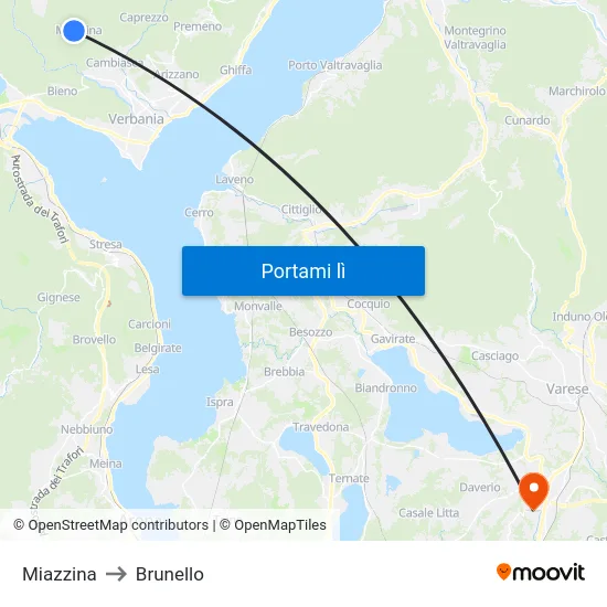 Miazzina to Brunello map
