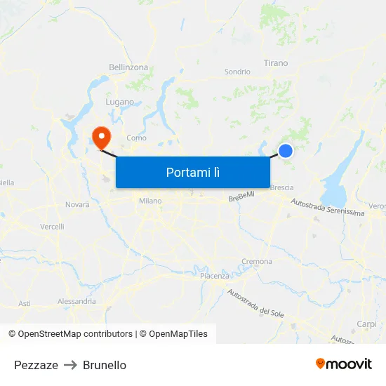 Pezzaze to Brunello map