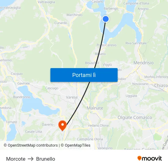Morcote to Brunello map