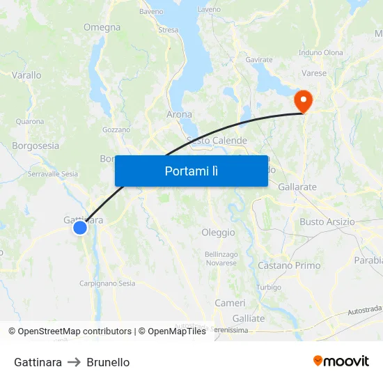Gattinara to Brunello map