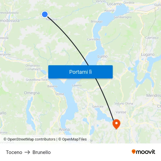 Toceno to Brunello map