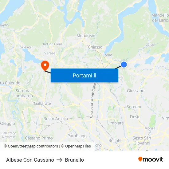 Albese Con Cassano to Brunello map