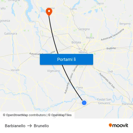 Barbianello to Brunello map