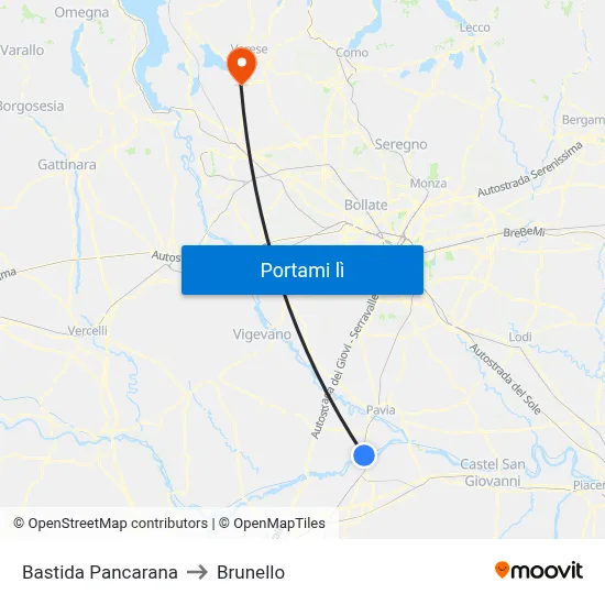 Bastida Pancarana to Brunello map
