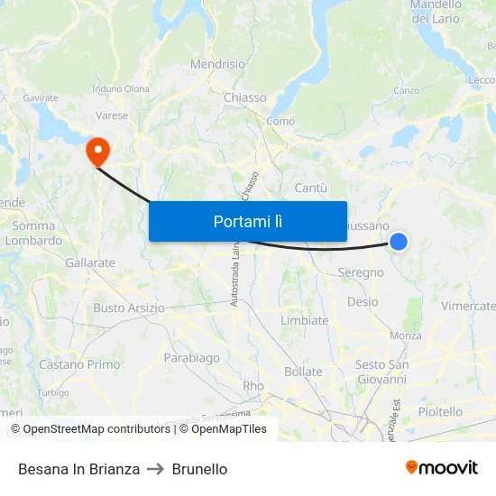 Besana In Brianza to Brunello map