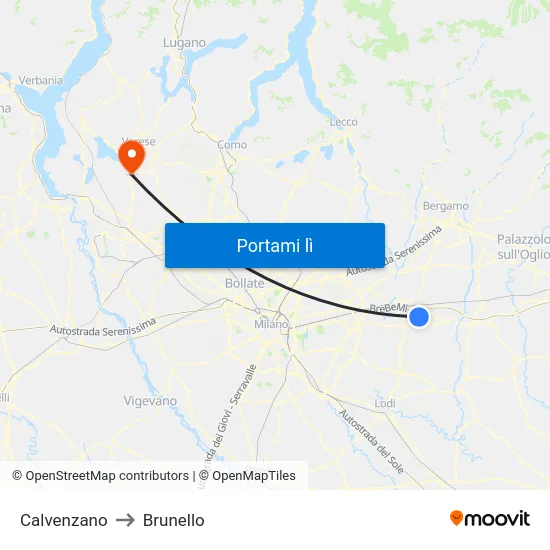 Calvenzano to Brunello map