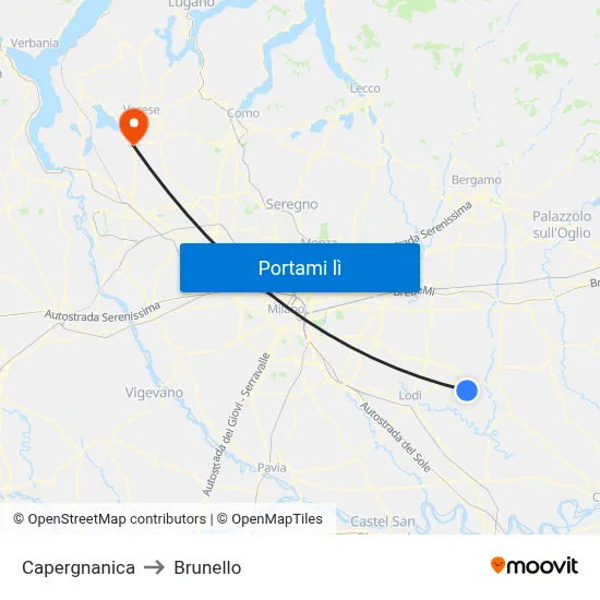 Capergnanica to Brunello map