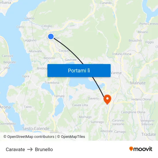 Caravate to Brunello map