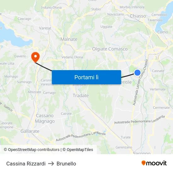 Cassina Rizzardi to Brunello map