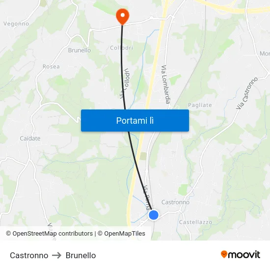 Castronno to Brunello map