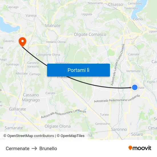 Cermenate to Brunello map