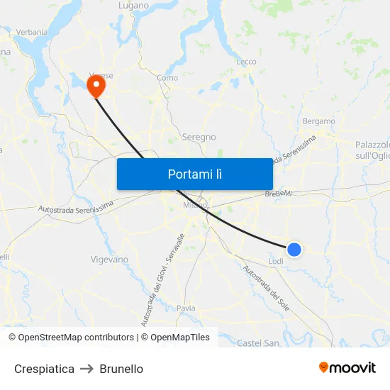 Crespiatica to Brunello map