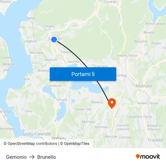 Gemonio to Brunello map