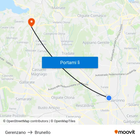 Gerenzano to Brunello map