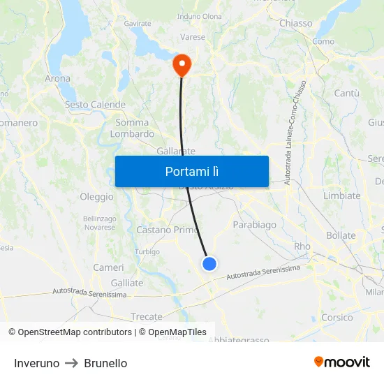 Inveruno to Brunello map