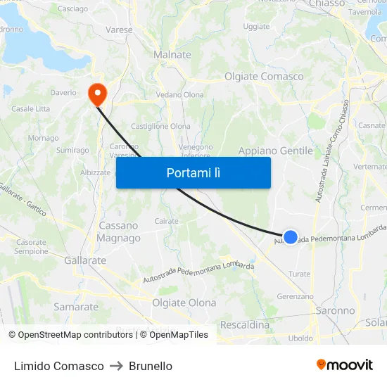 Limido Comasco to Brunello map