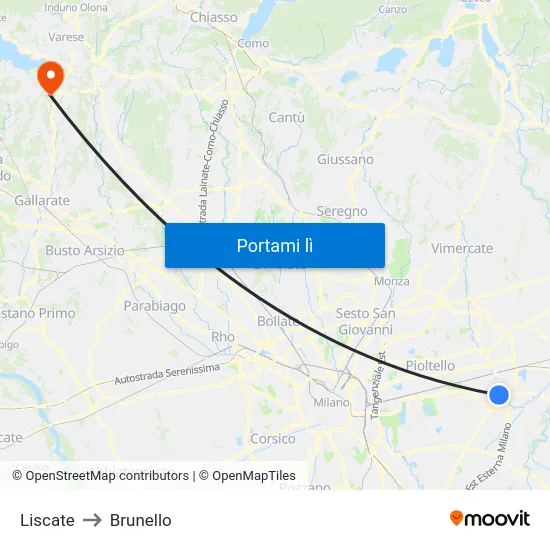 Liscate to Brunello map