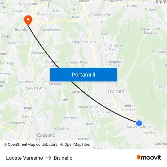 Locate Varesino to Brunello map
