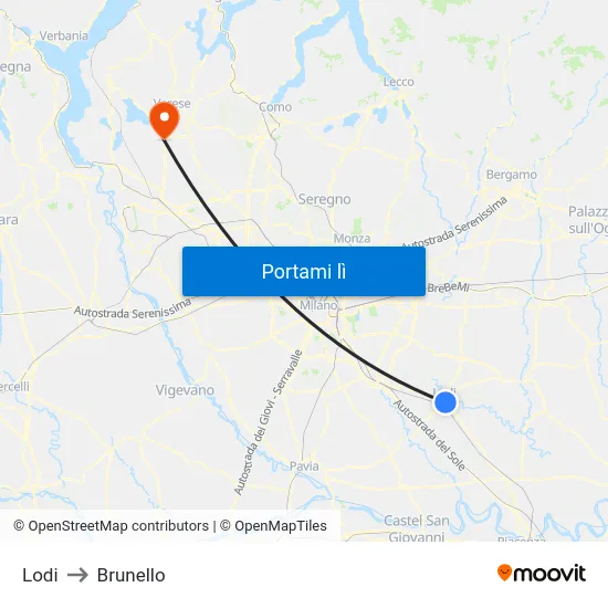 Lodi to Brunello map